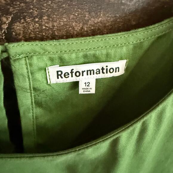 Reformation Mylie Two Piece Wrap Skirt Set Palm Green Women's Size 12 - Picture 13 of 13